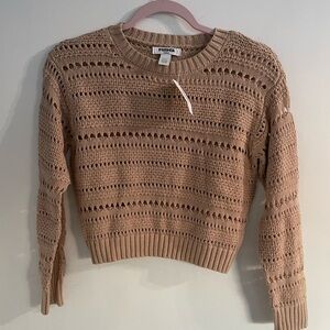 Closet Clear Out Sale! BNWT RSQ Girls Solid Open Weave Tan Sweater in size med